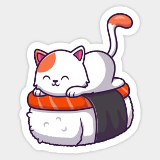 Cute Cat Sushi Salmon (2) Sticker